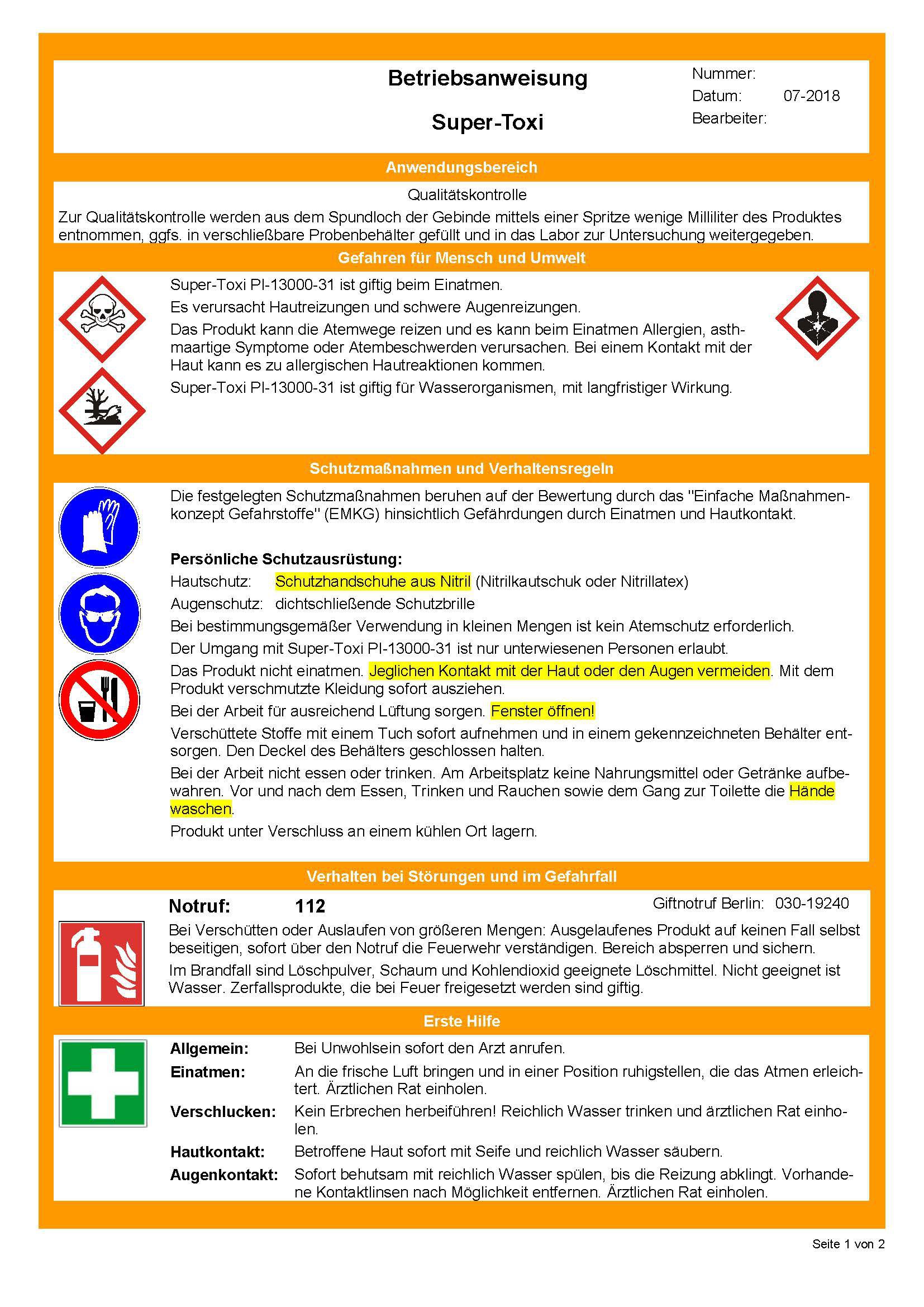 Überprüfungszyklus für Betriebsanweisungen? Risolva GmbH Überprüfungszyklus für Betriebsanweisungen? Risolva GmbH